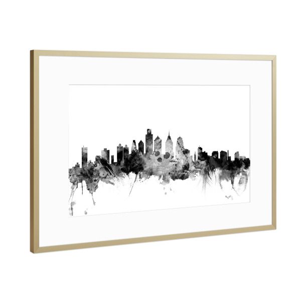 Poster mit Rahmen Gold "Philadelphia Pennsylvania" artboxONE - Städte,Reise,Schwarzweiß,Architektur