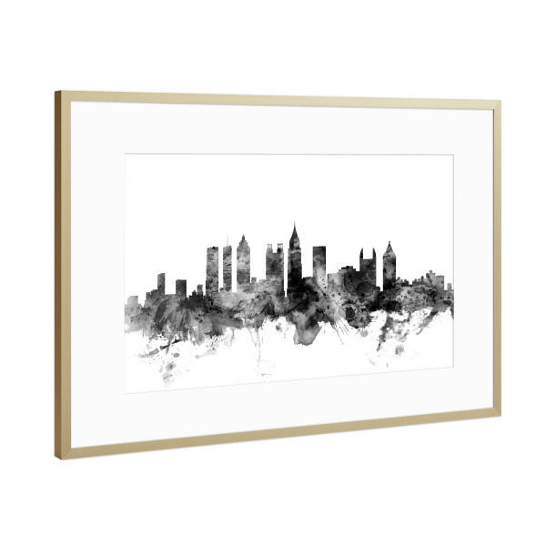 Poster mit Rahmen Gold "Atlanta Georgia" artboxONE - Städte,Reise,Schwarzweiß,Architektur
