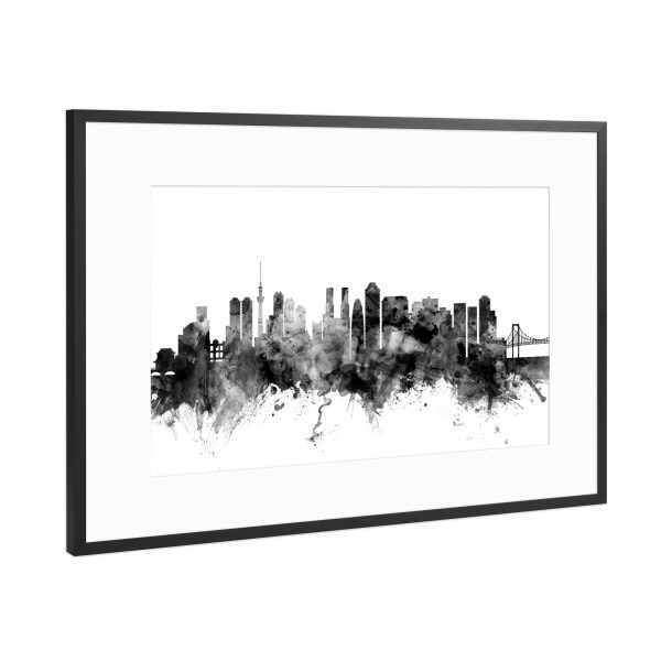 Poster mit Rahmen Schwarz (Metallic) "Tokyo Japan" artboxONE - Städte,Reise,Schwarzweiß,Architektur