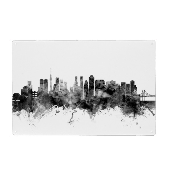 Metall Poster "Tokyo Japan" artboxONE - Städte,Reise,Schwarzweiß,Architektur