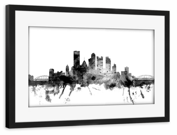 Poster mit Rahmen schwarz "Pittsburgh Pennsylvania" artboxONE - Städte,Reise,Schwarzweiß,Architektur