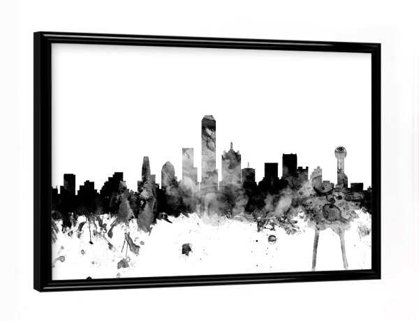 Poster mit schwarzem Rahmen "Dallas Texas" artboxONE - Städte,Reise,Schwarzweiß,Architektur