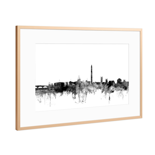 Poster mit Rahmen Kupfer "Washington DC" artboxONE - Städte,Reise,Schwarzweiß,Architektur
