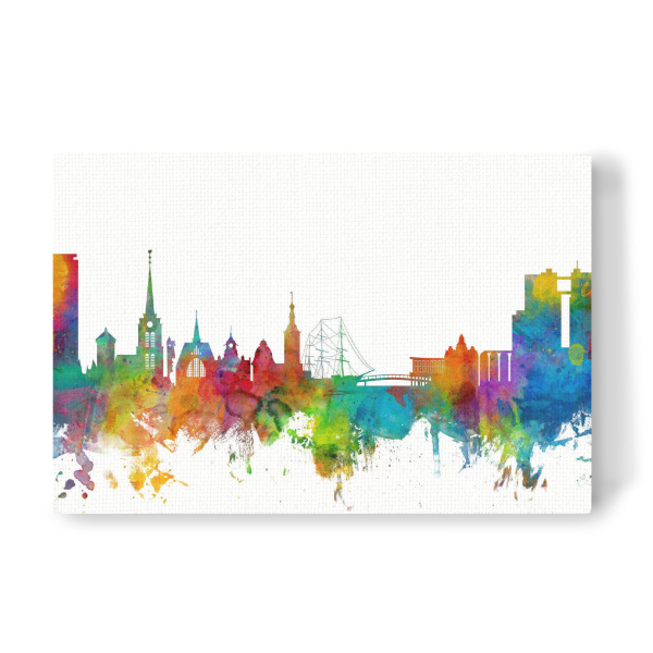 Leinwandbild "Halmstad Sweden Watercolor" artboxONE - Städte,Reise,Architektur