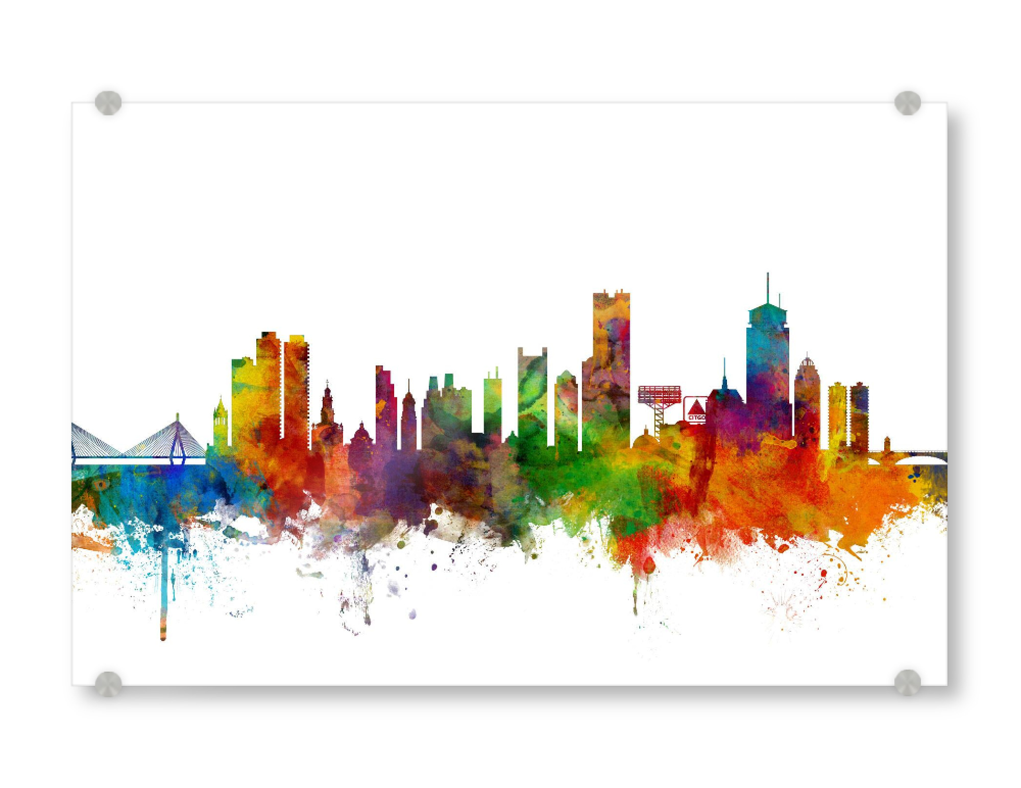 Acrylglasbild "Boston Watercolor" artboxONE - Städte,Reise,Architektur