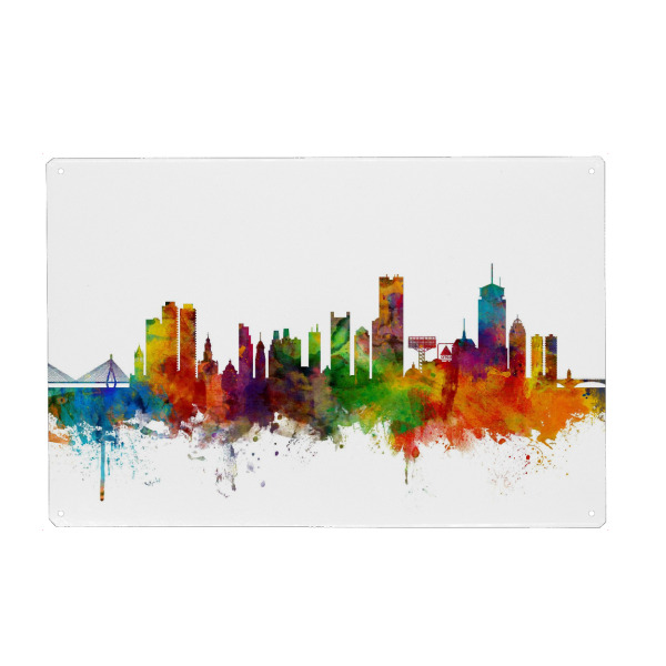 Holzbild "Boston Watercolor" artboxONE - Städte,Reise,Architektur