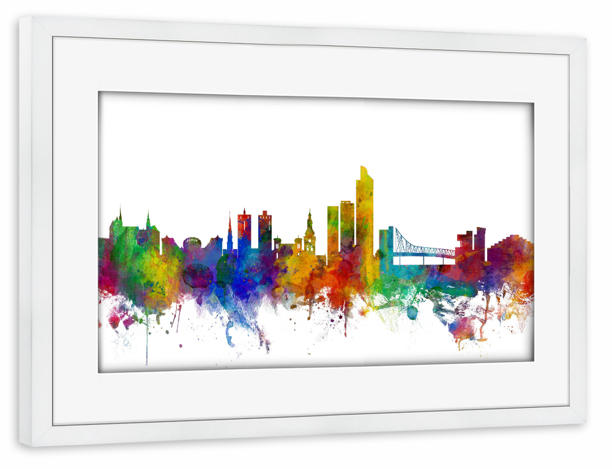 Poster mit Rahmen weiß "Oslo Watercolor" artboxONE - Städte,Reise,Architektur
