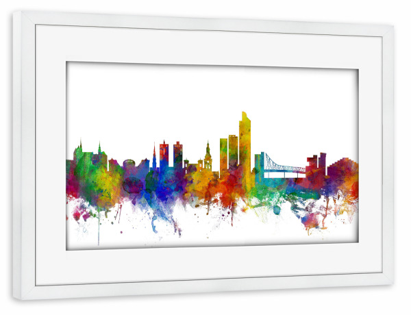 Poster mit Rahmen weiß "Oslo Watercolor" artboxONE - Städte,Reise,Architektur