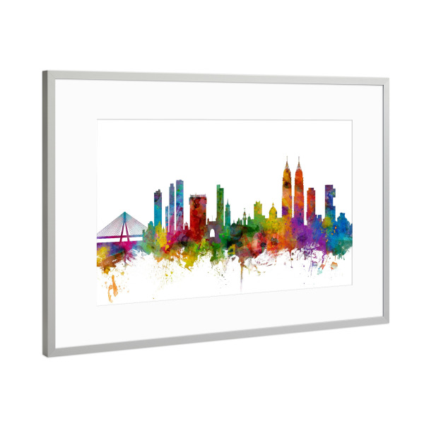 Poster mit Rahmen Silber "Mumbai Watercolor" artboxONE - Städte,Reise,Architektur