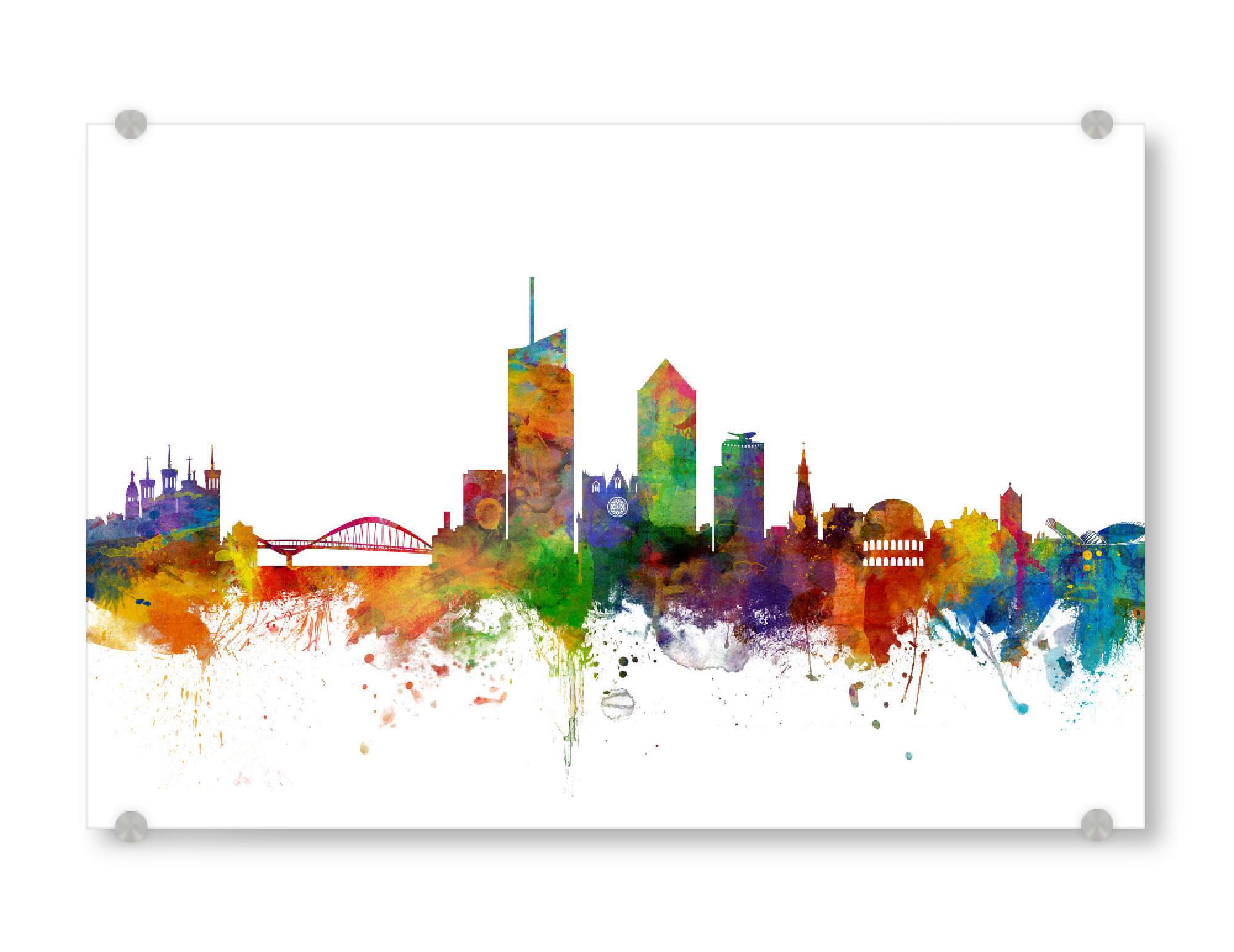 Acrylglasbild "Lyon Watercolor" artboxONE - Städte,Reise,Architektur