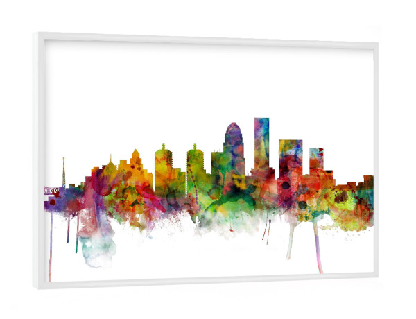 Poster mit weißem Rahmen "Louisville Kentucky Watercolor" artboxONE - Städte,Reise,Architektur