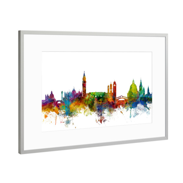 Poster mit Rahmen Silber "Venice Watercolor" artboxONE - Städte,Reise,Architektur