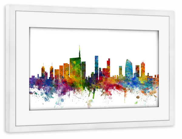 Poster mit Rahmen weiß "Milan Watercolor" artboxONE - Städte,Reise,Architektur