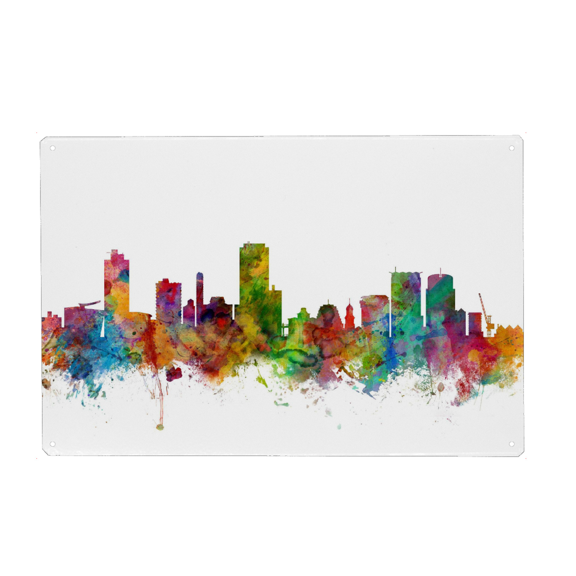 Holzbild "Wellington New Zealand Watercolor" artboxONE - Städte,Reise,Architektur