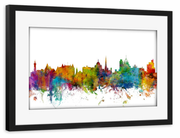 Poster mit Rahmen schwarz "Victoria Canada Watercolor" artboxONE - Städte,Reise,Architektur
