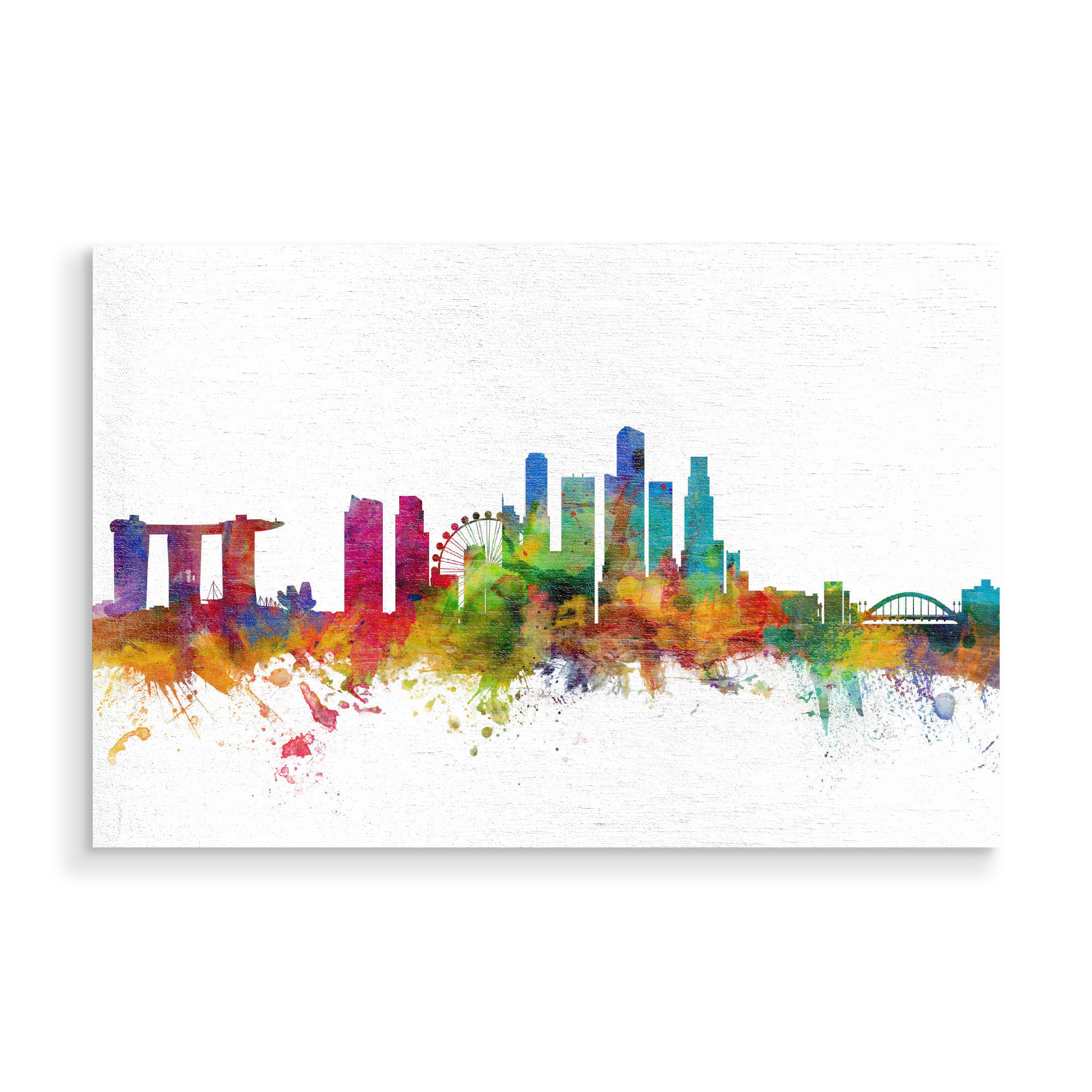 Holzbild "Singapore Watercolor" artboxONE - Städte,Reise,Architektur