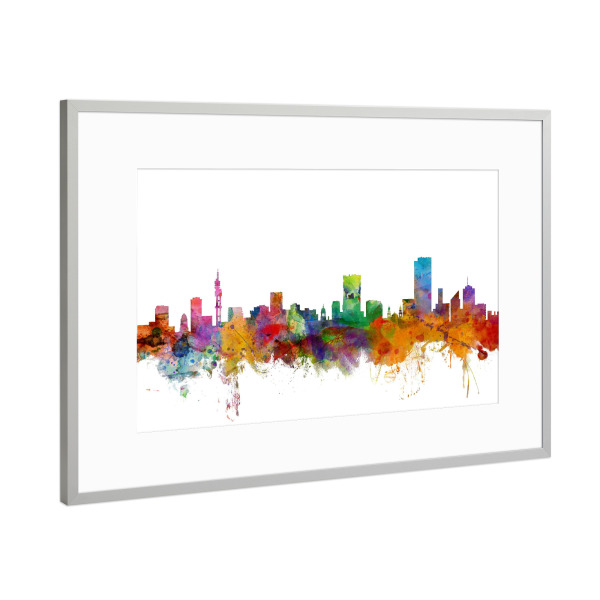 Poster mit Rahmen Silber "Pretoria South Africa Watercolor" artboxONE - Städte,Reise,Architektur