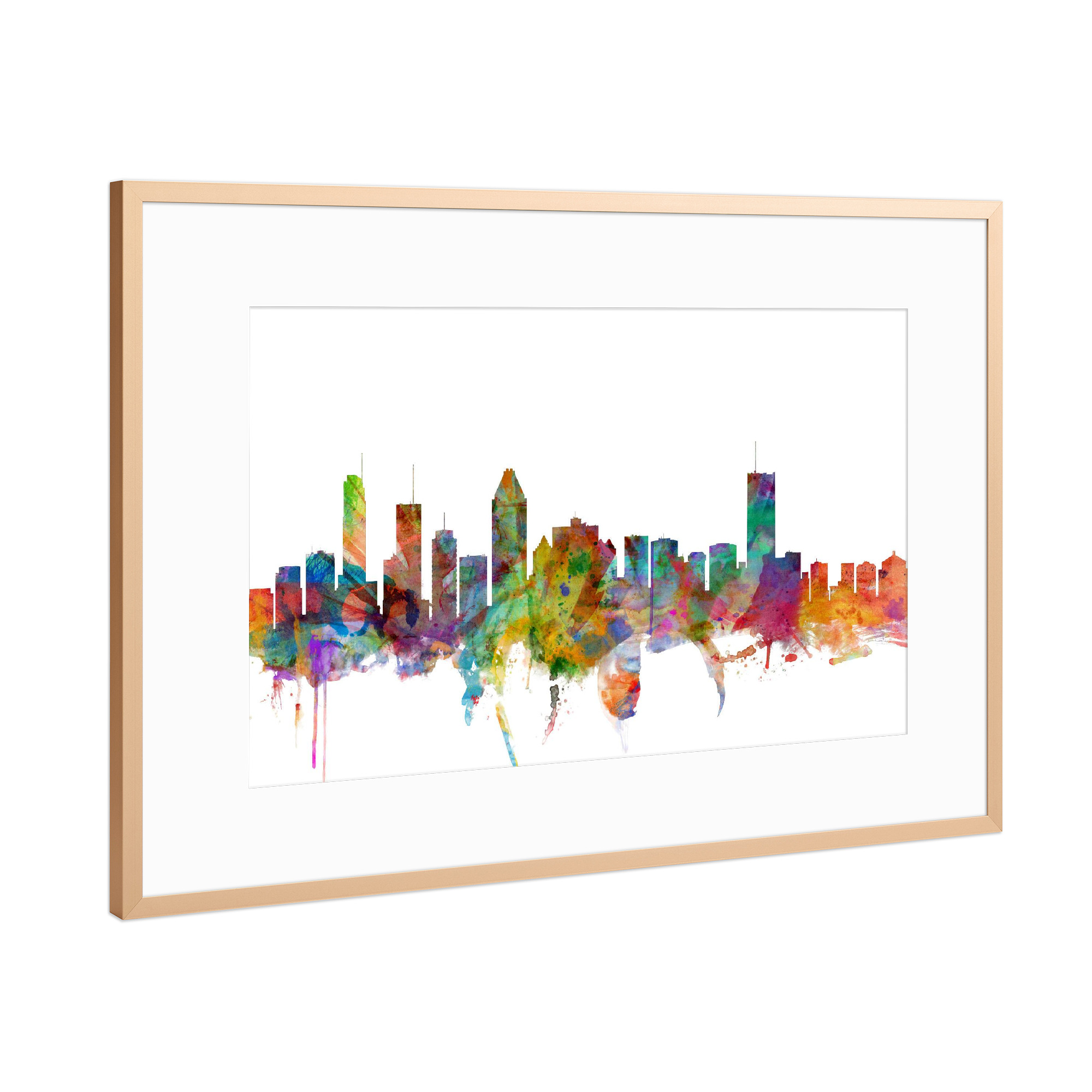 Poster mit Rahmen Kupfer "Montreal Canada Watercolor" artboxONE - Städte,Reise,Architektur