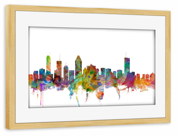 Poster mit Rahmen kiefer "Montreal Canada Watercolor" artboxONE - Städte,Reise,Architektur