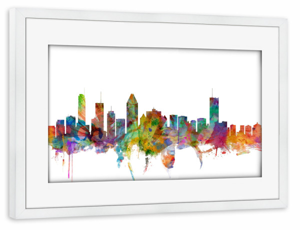 Poster mit Rahmen weiß "Montreal Canada Watercolor" artboxONE - Städte,Reise,Architektur