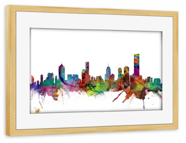Poster mit Rahmen kiefer "Melbourne Watercolor" artboxONE - Städte,Reise,Architektur