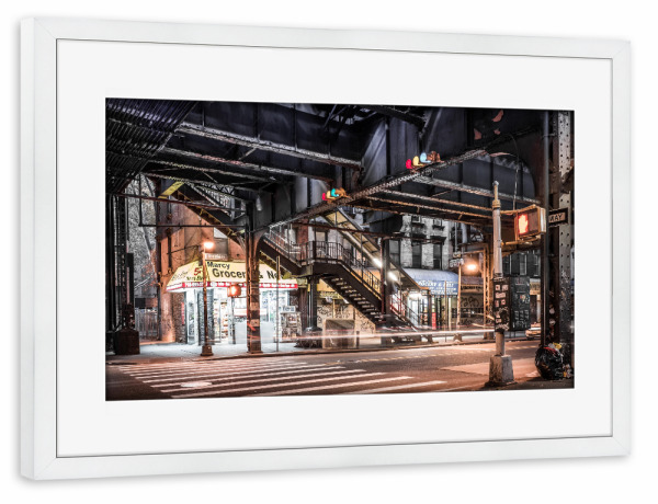 Poster mit Rahmen weiß "STREET CORNER (Brooklyn)" artboxONE - Städte,Architektur,Streetart