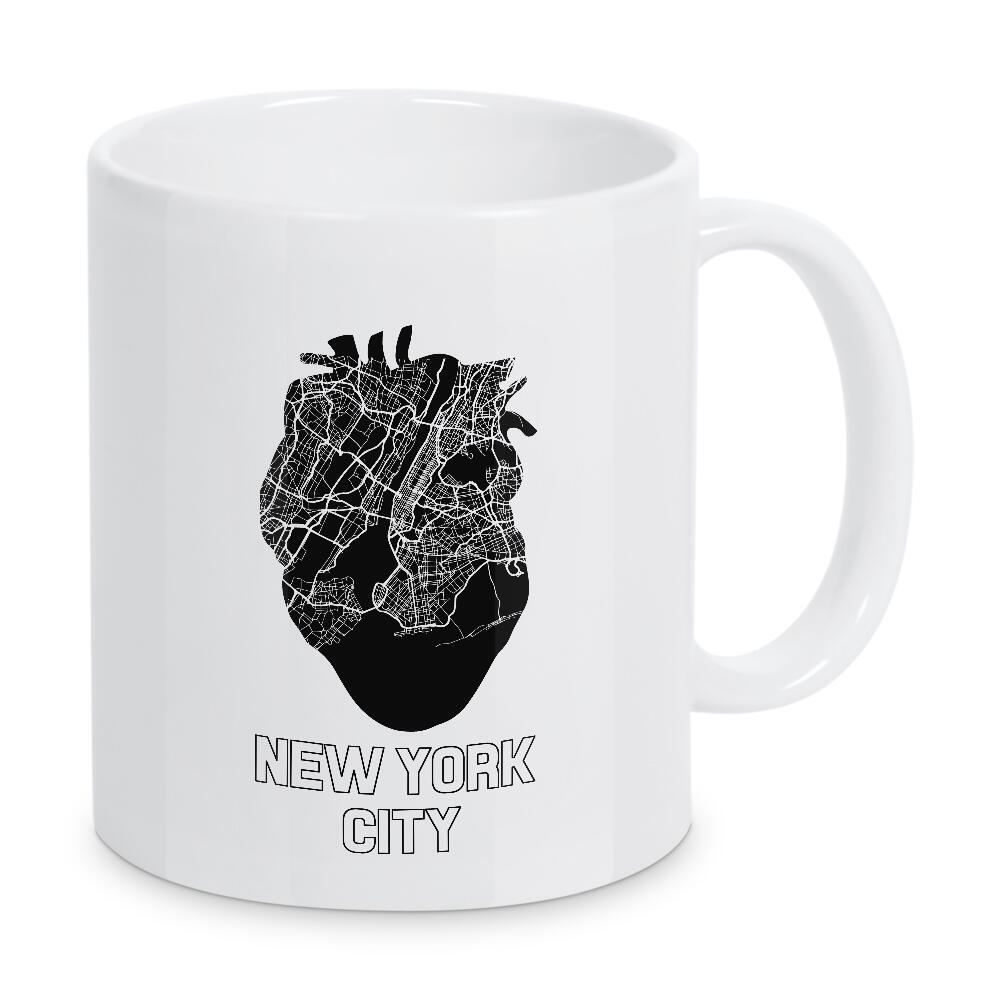 Tasse "New York City Herzkarte - schwarz" artboxONE - Städte / New York,Kartografie