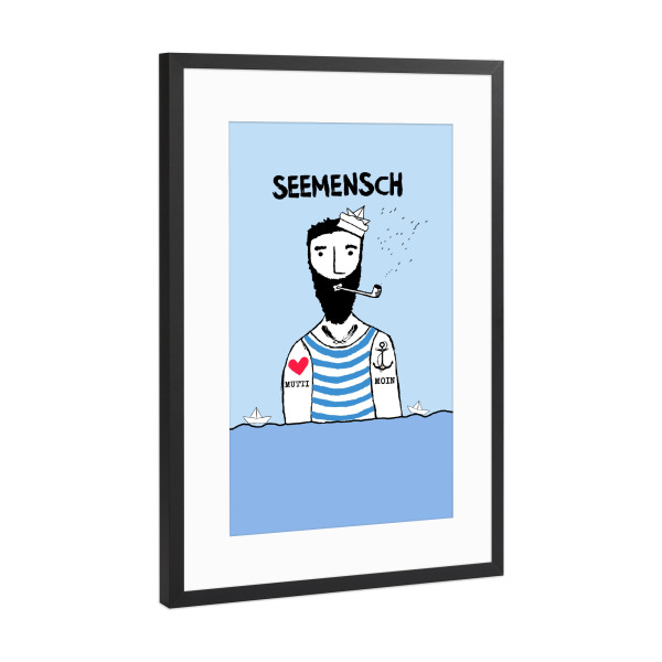 Poster mit Rahmen Schwarz (Metallic) "Seemensch" artboxONE - Menschen - Anker,Meer,Seemann,Maritim,Schiff