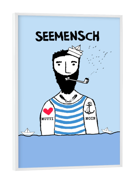 Poster mit weißem Rahmen "Seemensch" artboxONE - Menschen - Anker,Meer,Seemann,Maritim,Schiff