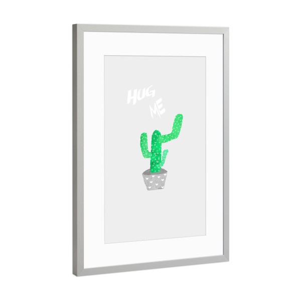 Poster mit Rahmen Silber "Kaktus" artboxONE - Typografie,Floral,Floral,Liebe - Kaktus,Liebe,Spruch,Typo,Beton,Pflanze