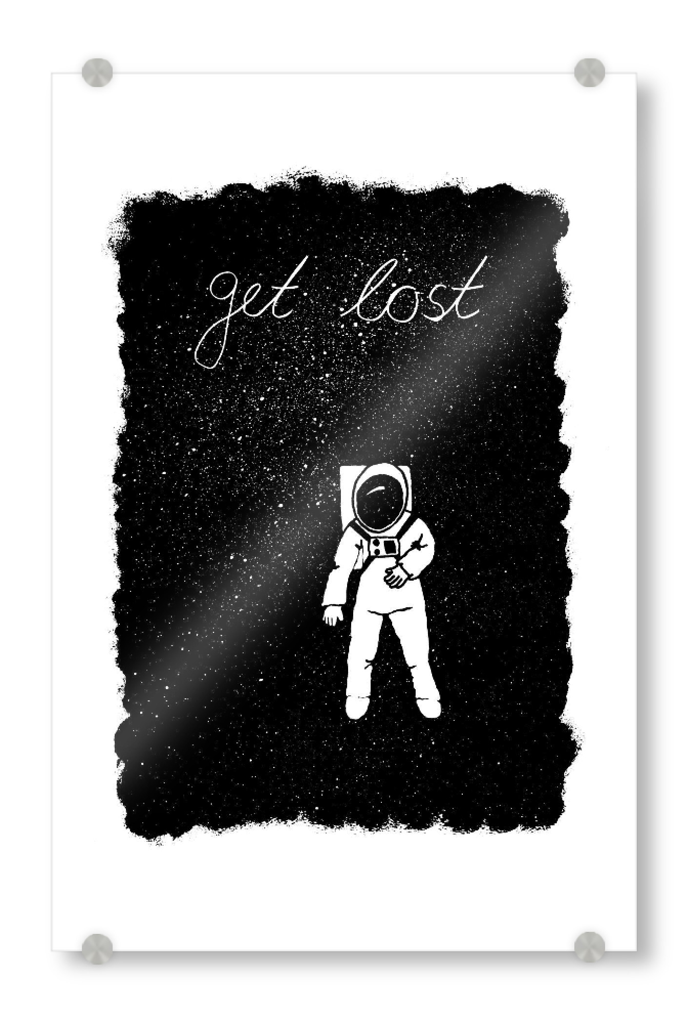 Acrylglasbild "Astronaut 2" artboxONE - Abstrakt,Schwarzweiß,Galaxy - Astronaut,Verloren gehen,Tippfehler,Weltall