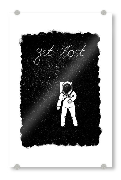 Acrylglasbild "Astronaut 2" artboxONE - Abstrakt,Schwarzweiß,Galaxy - Astronaut,Verloren gehen,Tippfehler,Weltall