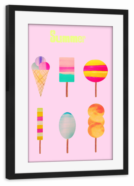 Poster mit Rahmen schwarz "Summer ice" artboxONE - Typografie,Essen & Trinken - Sommer,Sommer,Eis,Eis