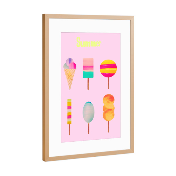 Poster mit Rahmen Kupfer "Summer ice" artboxONE - Typografie,Essen & Trinken - Sommer,Sommer,Eis,Eis