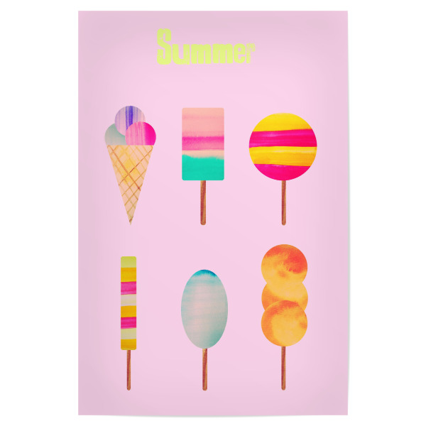 Poster 30x20 cm "Summer ice" artboxONE - Typografie,Essen & Trinken - Sommer,Sommer,Eis,Eis