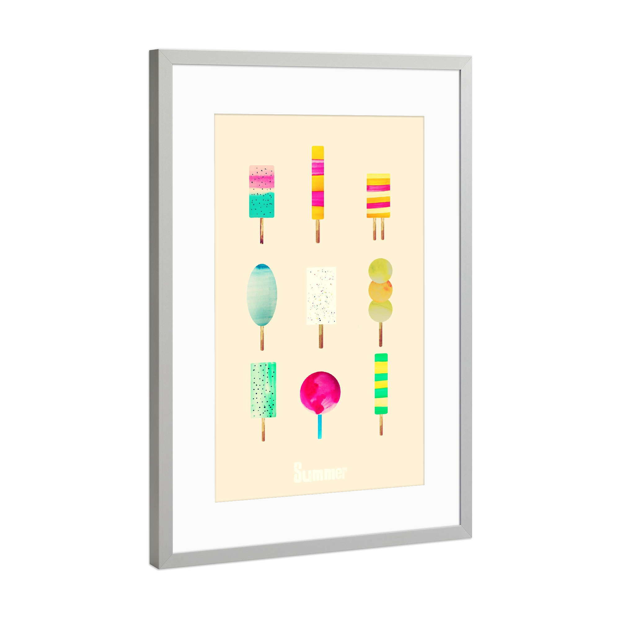 Poster mit Rahmen Silber "Eis" artboxONE - Typografie,Essen & Trinken,Reise / Strand und Meer - Eis,Sommer,Ice