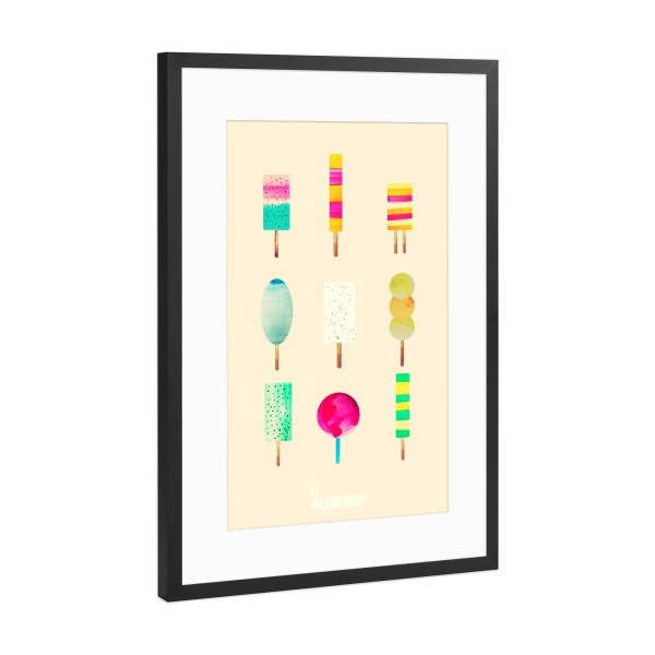 Poster mit Rahmen Schwarz (Metallic) "Eis" artboxONE - Typografie,Essen & Trinken,Reise / Strand und Meer - Eis,Sommer,Ice