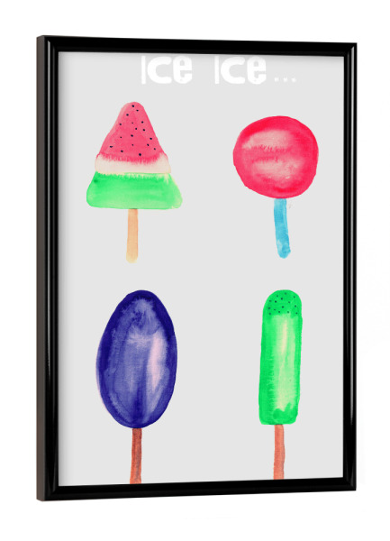 Poster mit schwarzem Rahmen "Ice ice" artboxONE - Typografie,Essen & Trinken - Eis,Eis,Sommer