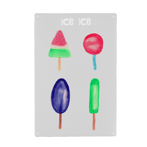 Metall Poster "Ice ice" artboxONE - Typografie,Essen & Trinken - Eis,Eis,Sommer - Blechschild