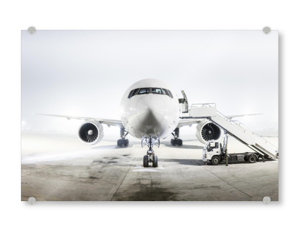 Acrylglasbild "THE MAN WITH THE WHITE PLANE" artboxONE - Sport / Motorsport,Schwarzweiß
