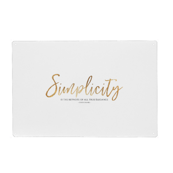 Holzbild "SIMPLICITY" artboxONE - Typografie,Schwarzweiß,Fashion