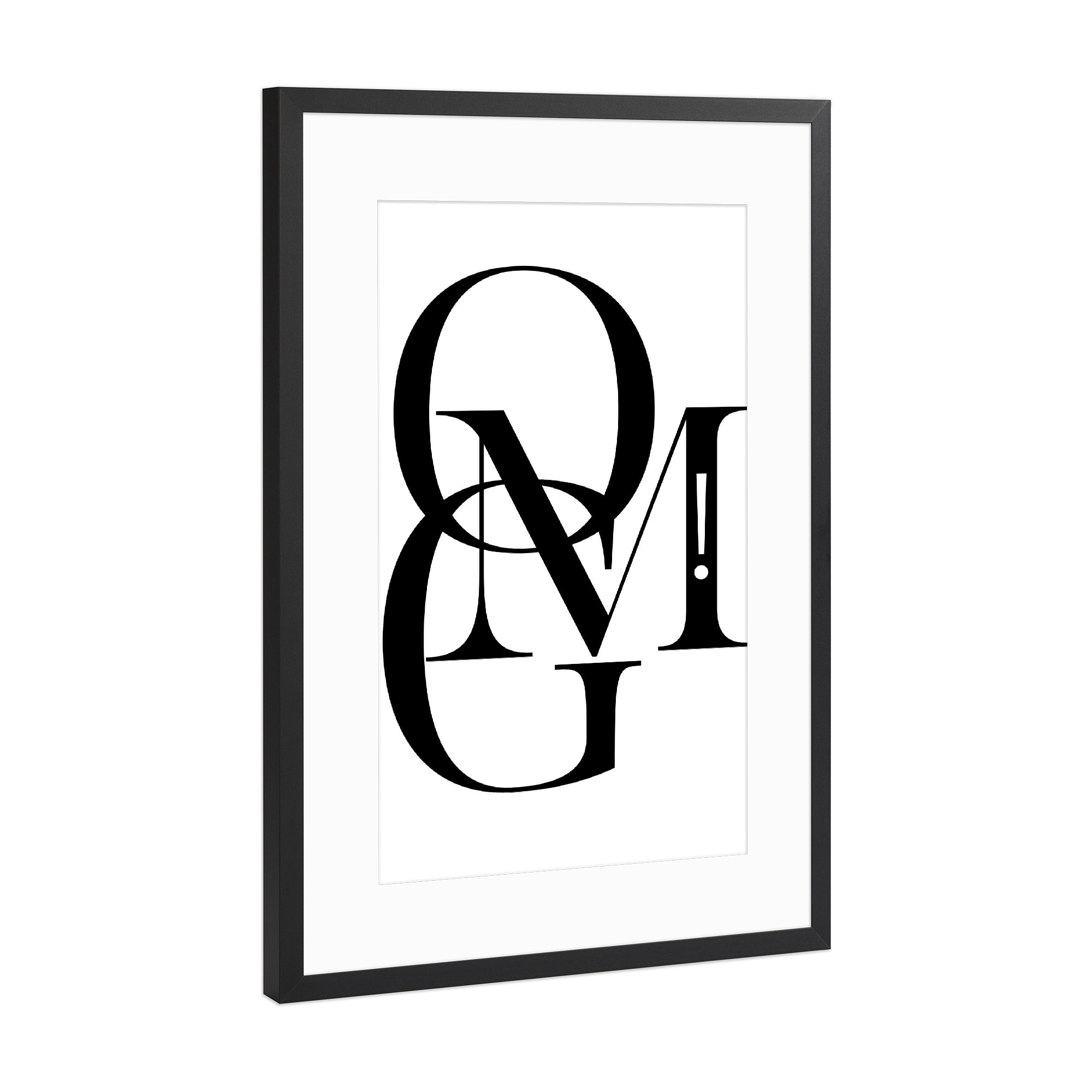 Poster mit Rahmen Schwarz (Metallic) "OMG!" artboxONE - Typografie,Schwarzweiß