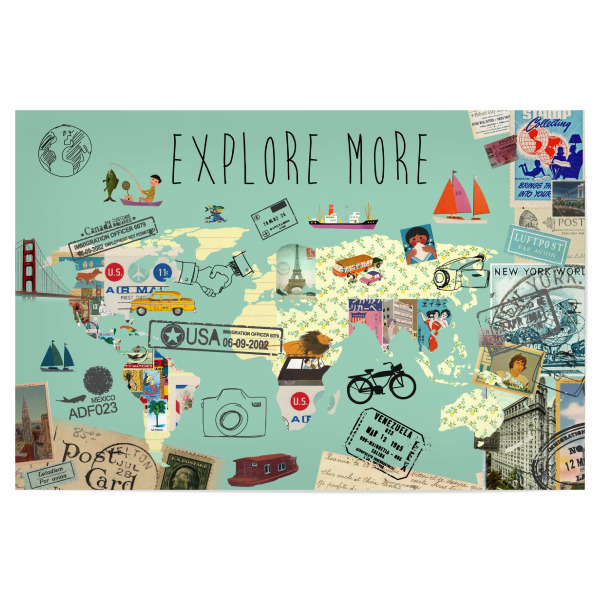 Poster "Weltkarte - Explore more" artboxONE - Reise / Länder - Weltkarte,World map,Explore,More,Entdecken