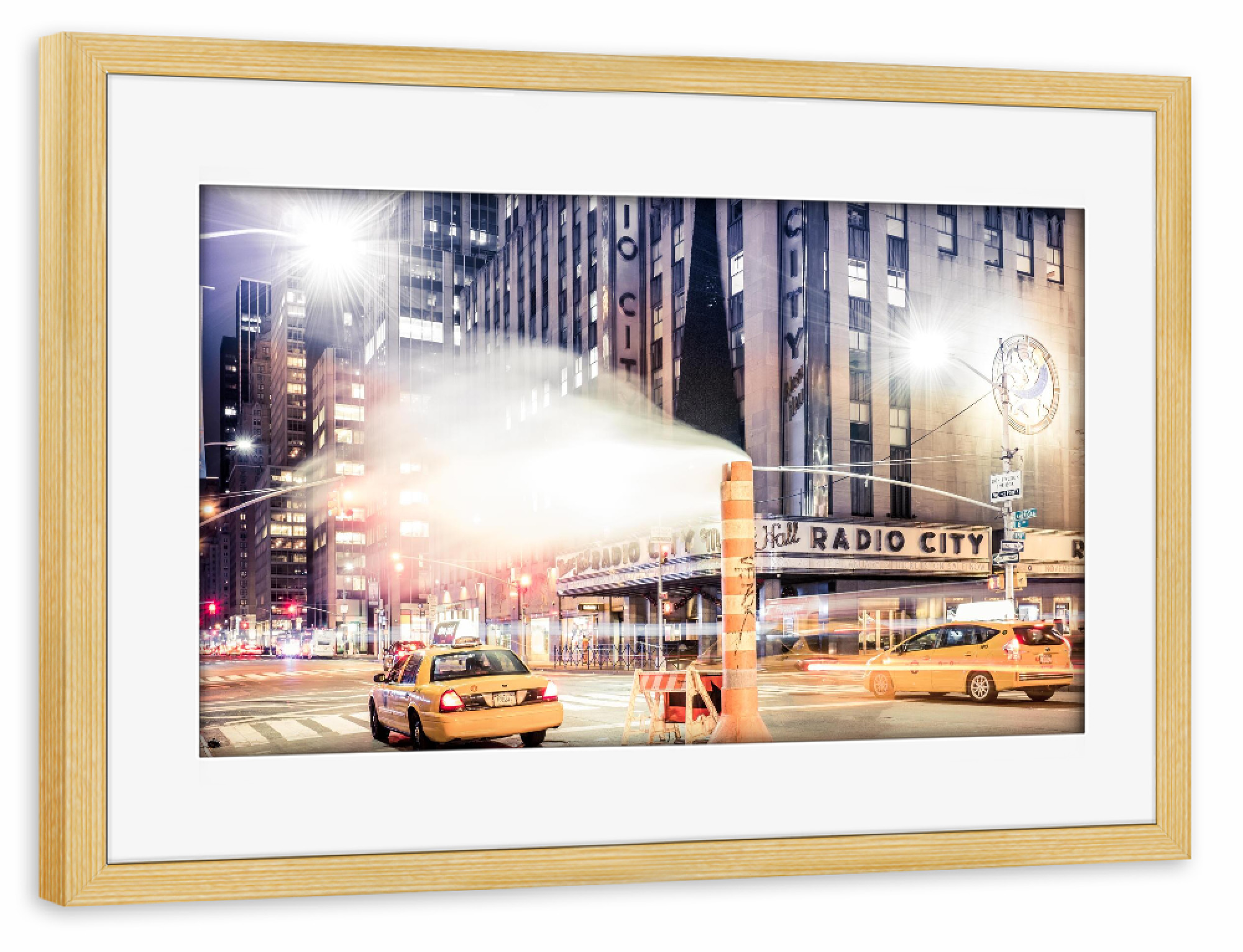 Poster mit Rahmen kiefer "New York Cabs" artboxONE - Städte,Architektur,Streetart