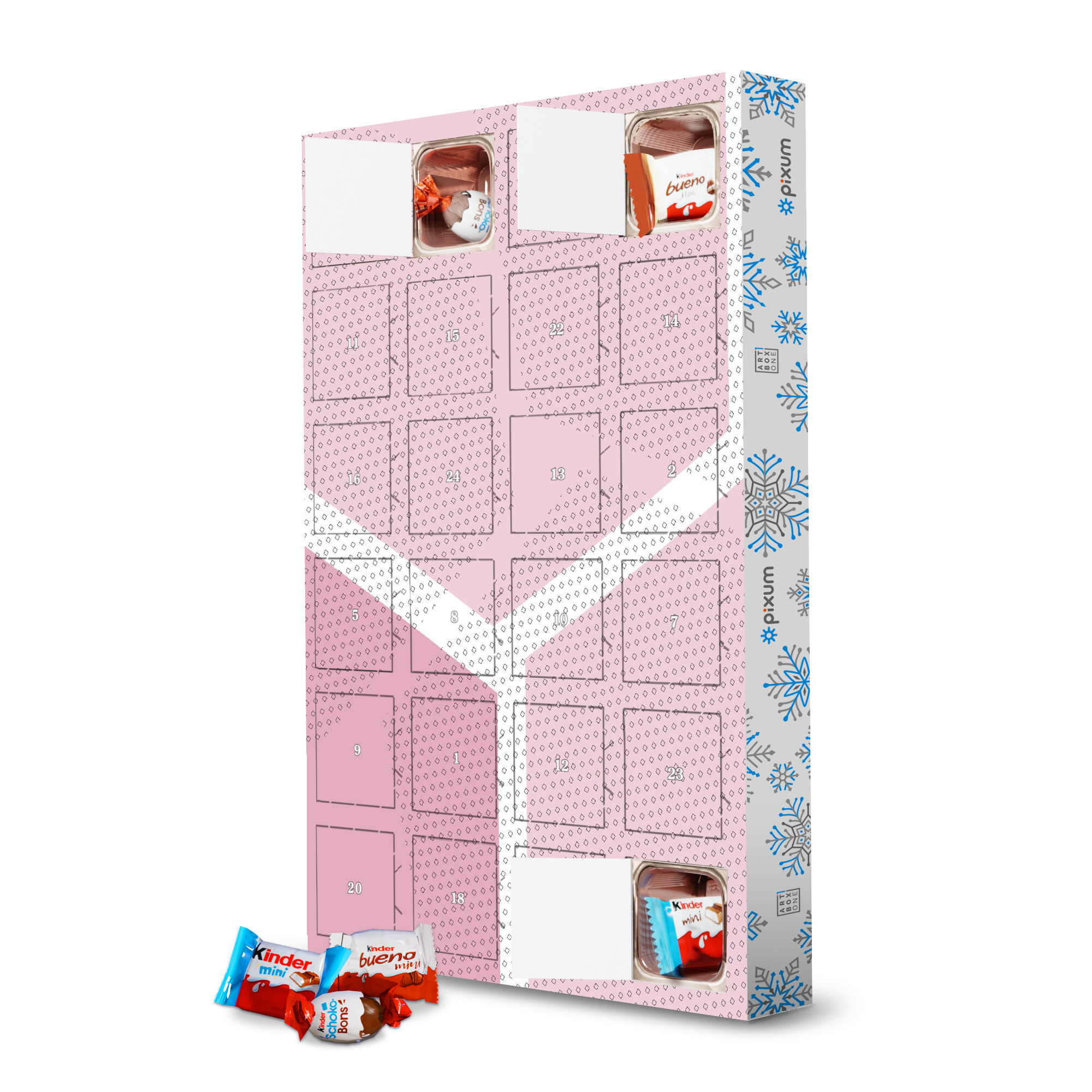 Adventskalender mit Produkten von Kinder Rosa Flächen artboxONE Adventskalender Abstrakt
