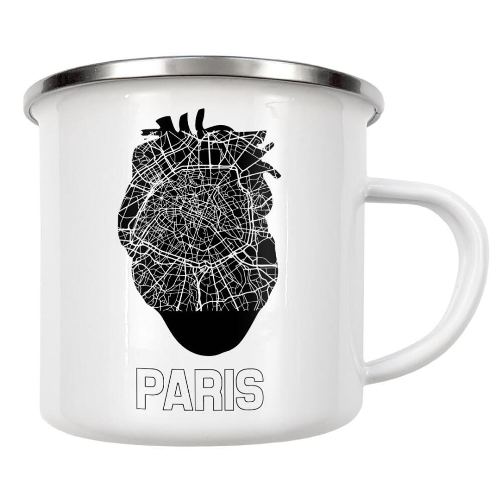 Emaille Tasse "Herzkarte Paris - schwarz" artboxONE - Städte / Paris,Kartografie