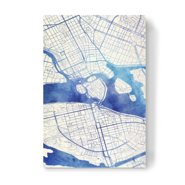 Leinwandbild "Stockholm Schweden Blue Infusion Map II" artboxONE - Städte,Reise,Kartografie - Städte,Stadtkarte,Wasserfarbe,Rosequartz