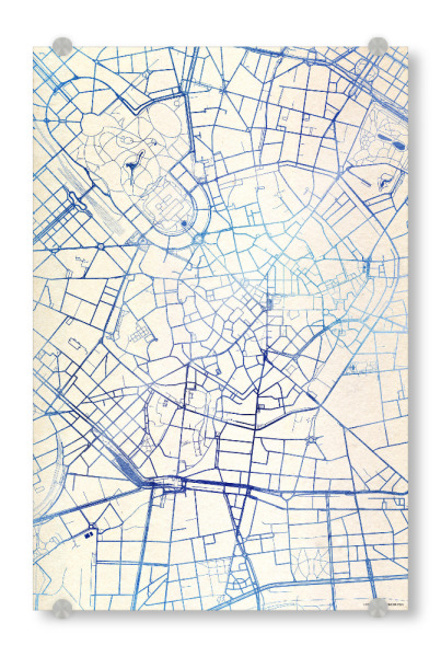 Acrylglasbild "Mailand Italien Blue Infusion Map II" artboxONE - Städte,Reise,Kartografie - Städte,Stadtkarte,Wasserfarbe,Rosequartz
