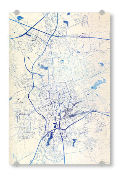Acrylglasbild "Braunschweig Deutschland Blue Infusion Map II" artboxONE - Städte,Reise,Kartografie - Städte,Stadtkarte,Wasserfarbe,Rosequartz