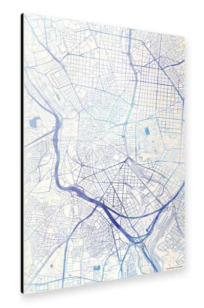 Alu-Dibond "Madrid Spanien Blue Infusion Map II" 30x20 cm artboxONE